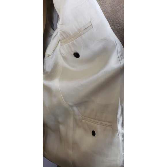 Oscar de la Renta Silk Wool Blend Tan Pinstriped Blazer Sport Jacket Mens 44L - Picture 6 of 8